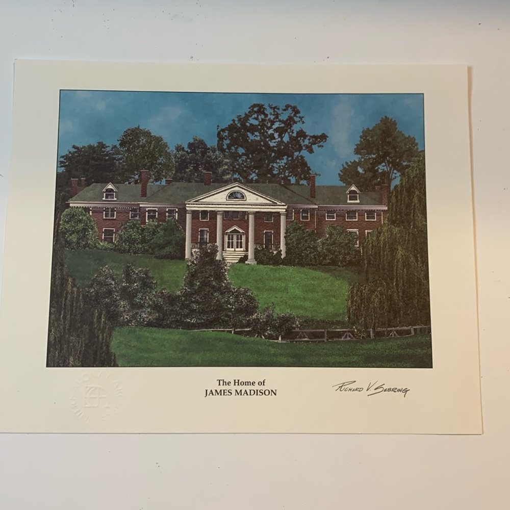International Archives The Home Of James Madison Print W/COA Size 8x10 New
